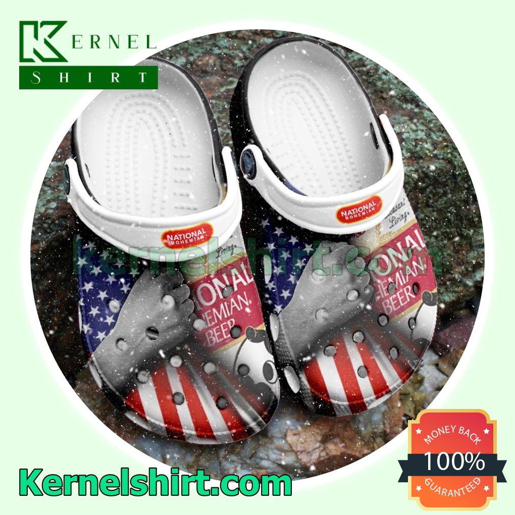 National Bohemian Beer American Flag Clogs Shoes Slippers Sandals