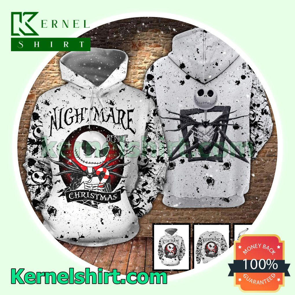 Nightmare Before Christmas Jack Skellington Costume Scary Hooded Sweatshirt