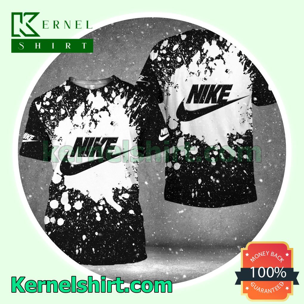 Nike Logo Center White Splash Black Logo 3D T-Shirt