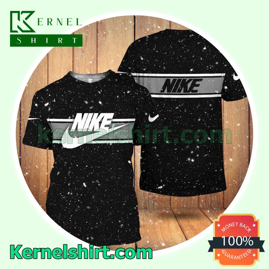 Nike Logo On Horizontal Stripes Logo 3D T-Shirt