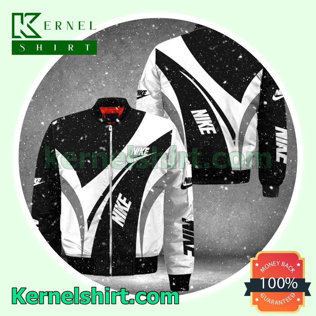 Nike Luxury Brand Black White Varsity Jacket Coat Outwear
