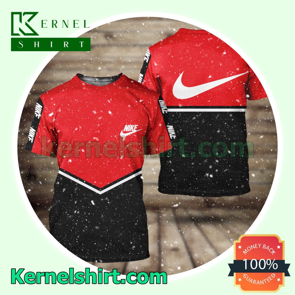 Nike Luxury Brand Red Black Logo 3D T-Shirt