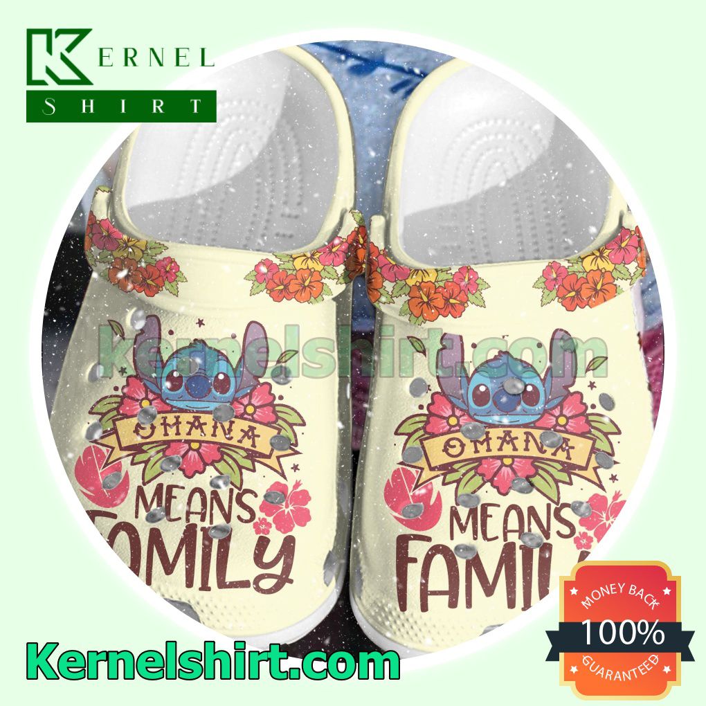 Ohana Means Family Stitch Hibiscus Clogs Shoes Slippers Sandals