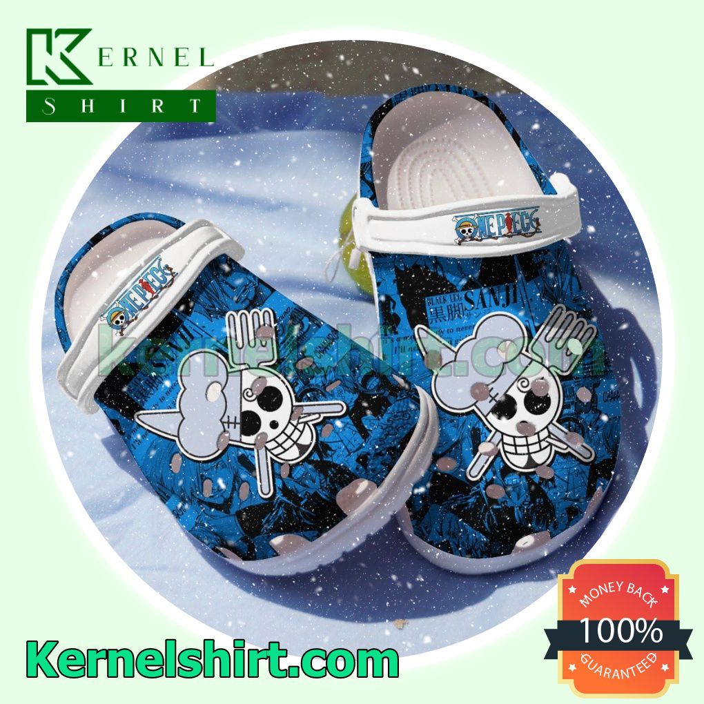 One Piece Jolly Roger Blue Clogs Shoes Slippers Sandals