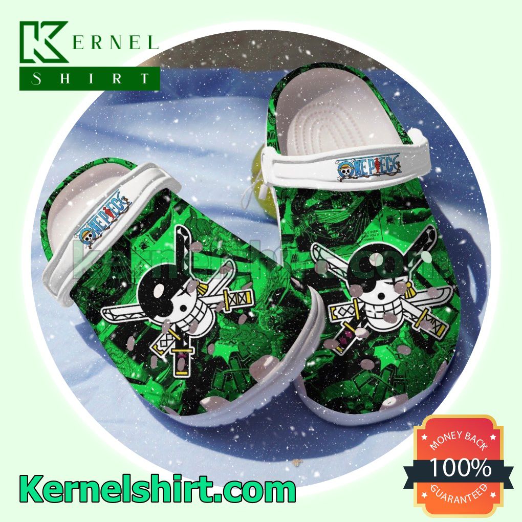 One Piece Jolly Roger Green Clogs Shoes Slippers Sandals