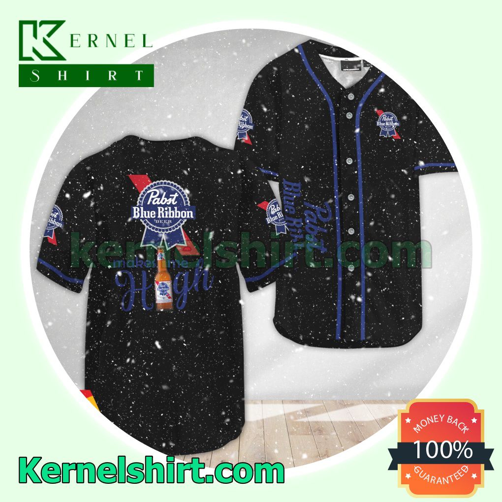 Pabst Blue Ribbon Make Me High Custom Baseball Jersey