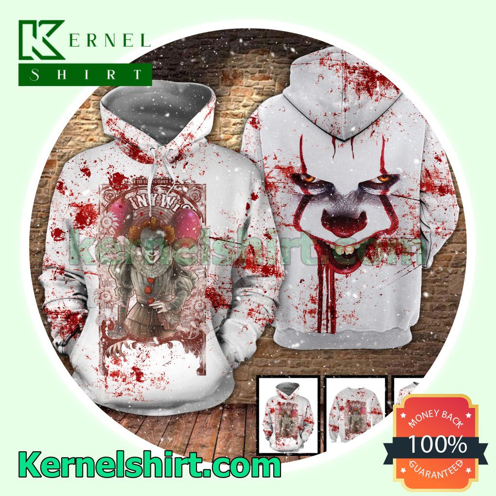 Pennywise It Blood Stain Costume Scary Hooded Sweatshirt