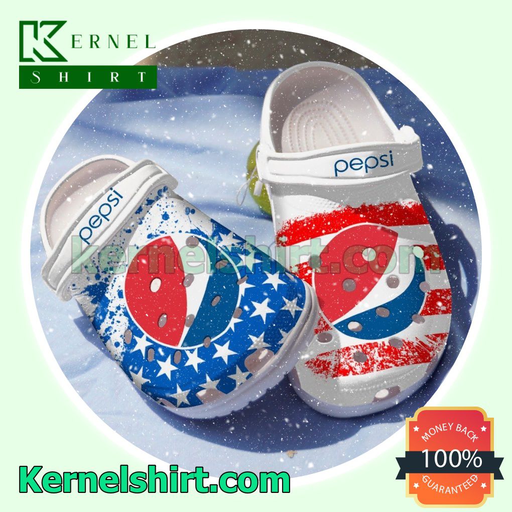 Pepsi American Flag Blue Red Clogs Shoes Slippers Sandals
