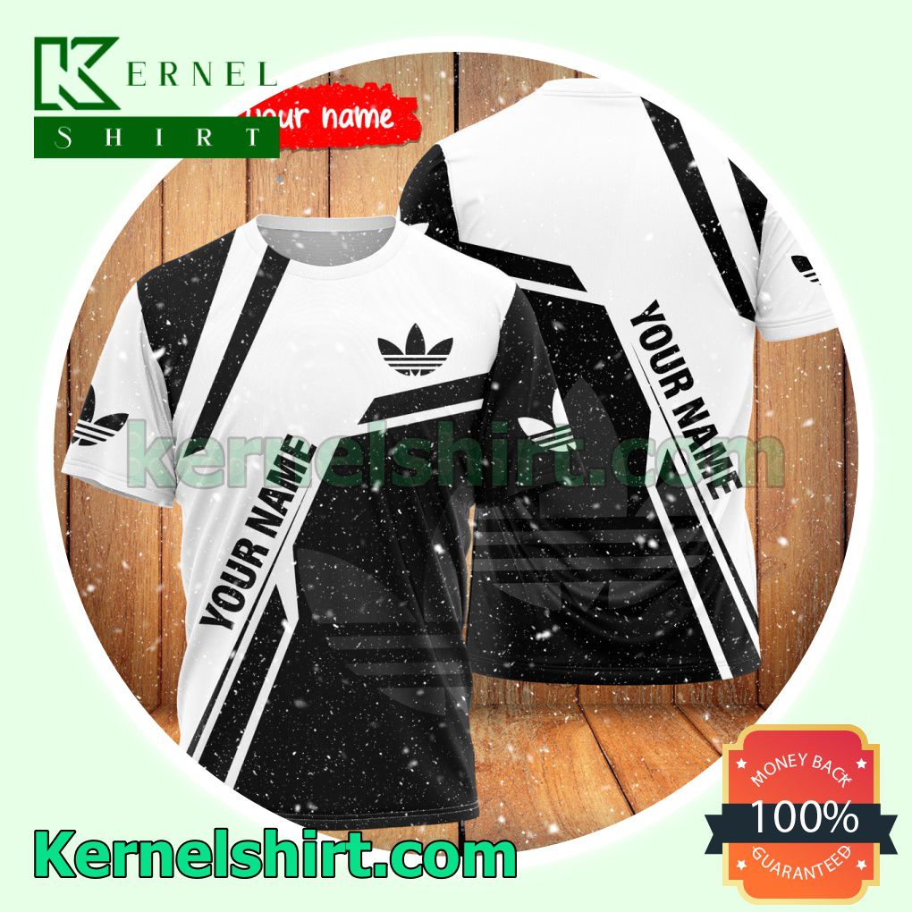 Personalized Adidas Black And White Logo 3D T-Shirt