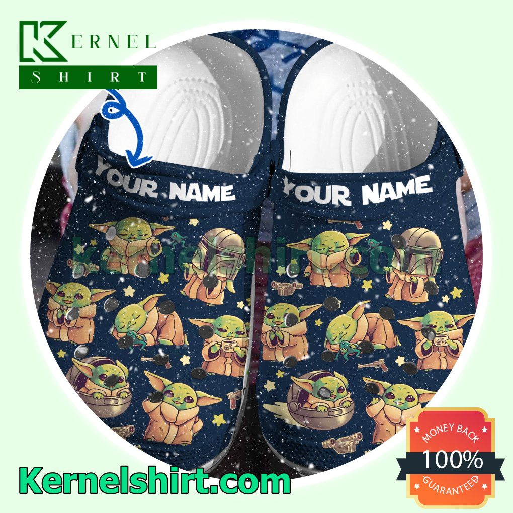 Personalized Baby Yoda And The Mandalorian Clogs Shoes Slippers Sandals