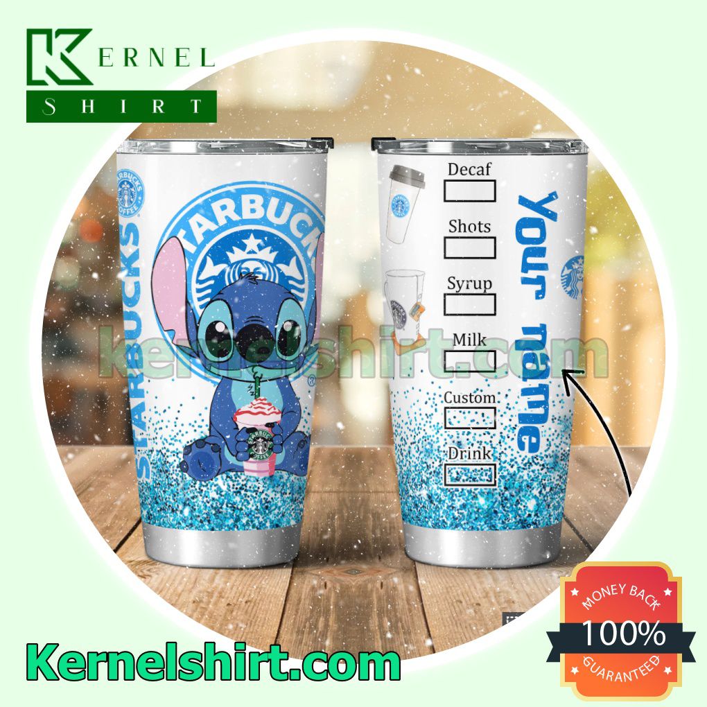 Personalized Blue Starbucks Stitch Tumbler Cup