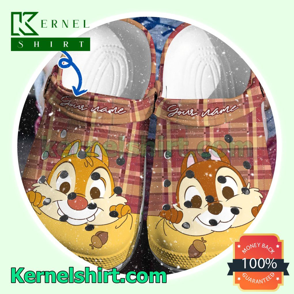 Personalized Chip 'n Dale Plaid Clogs Shoes Slippers Sandals