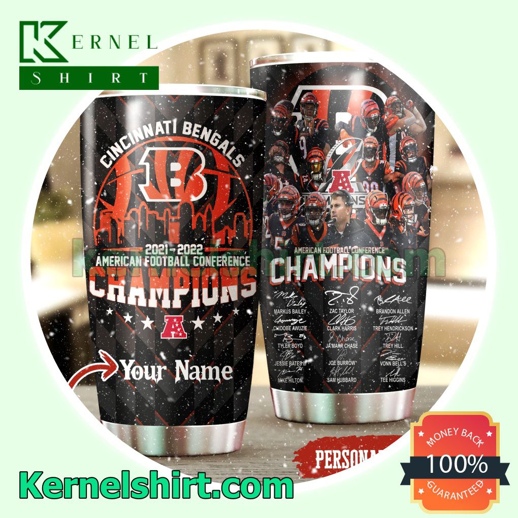 Personalized Cincinnati Bengals 2021-2022 American Football Conference Champions Tumbler Cup