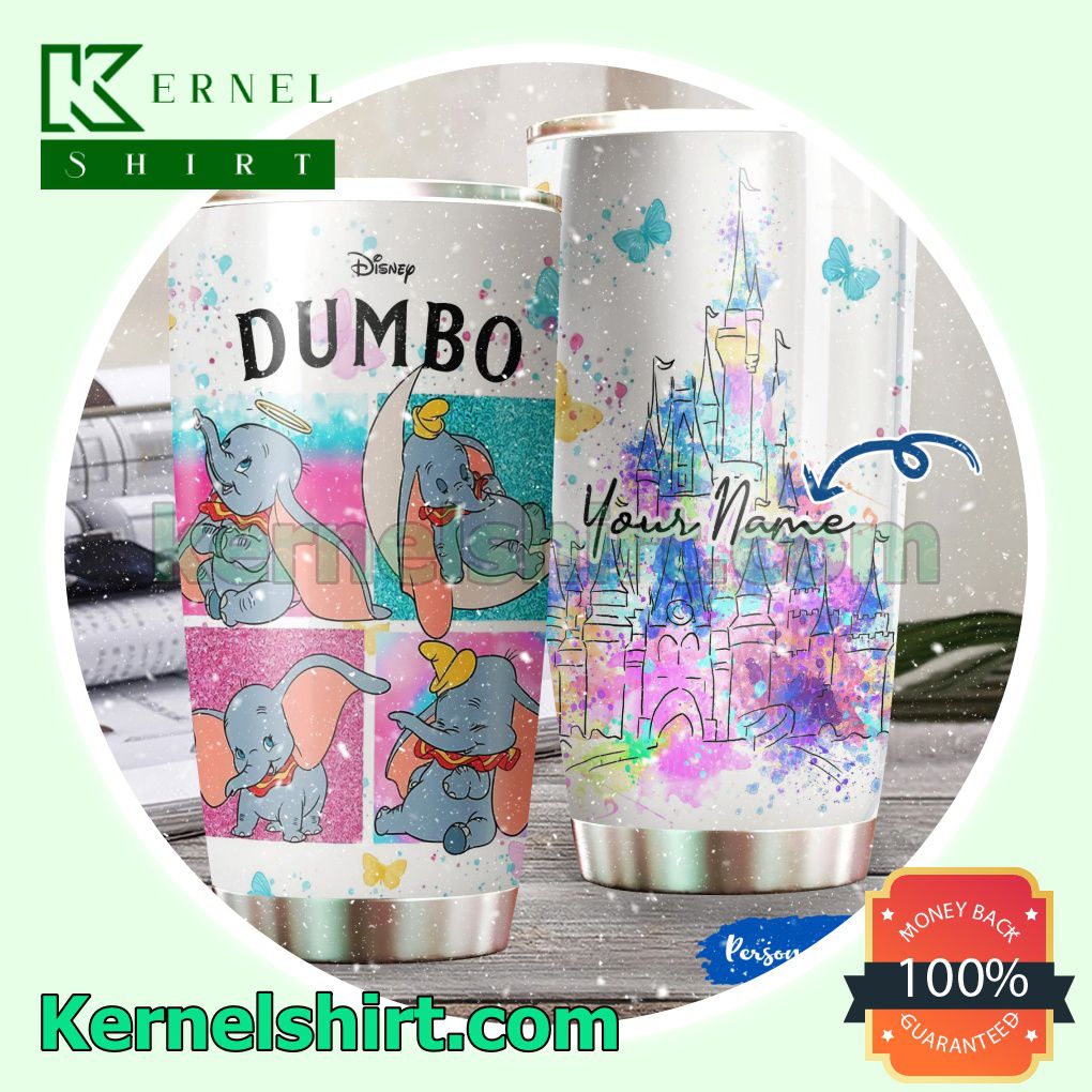 Personalized Disney Dumbo Castle Watercolor Tumbler Cup