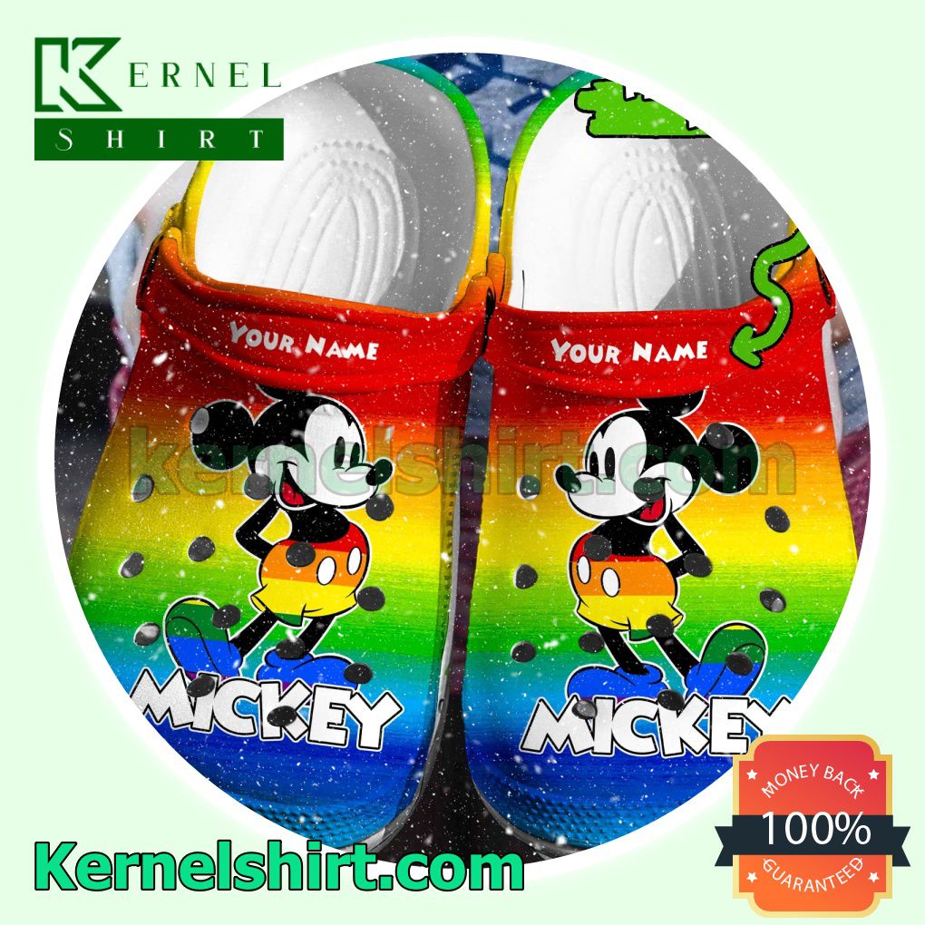 Personalized Disney Mickey Mouse Rainbow Lgbt Clogs Shoes Slippers Sandals