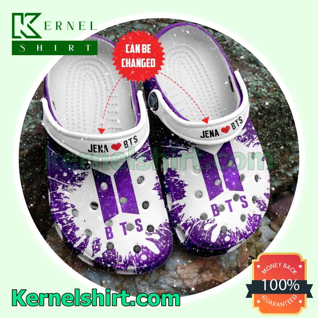 Personalized Fan Love Bts Purple Splash Clogs Shoes Slippers Sandals