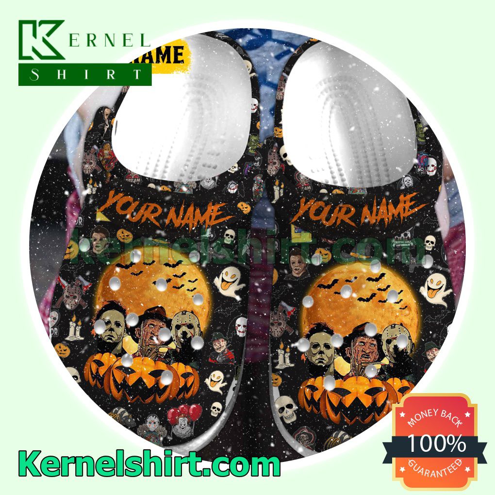 Personalized Freddy Krueger Jason Voorhees Michael Myers Pumpkin Halloween Clogs Shoes Slippers Sandals