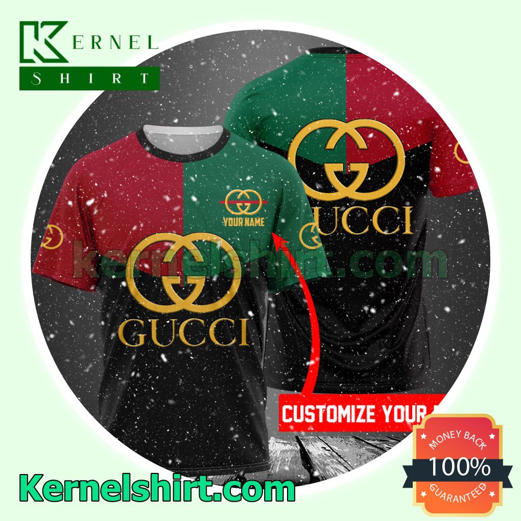 Personalized Gucci Mix Color Green Red And Black Logo 3D T-Shirt