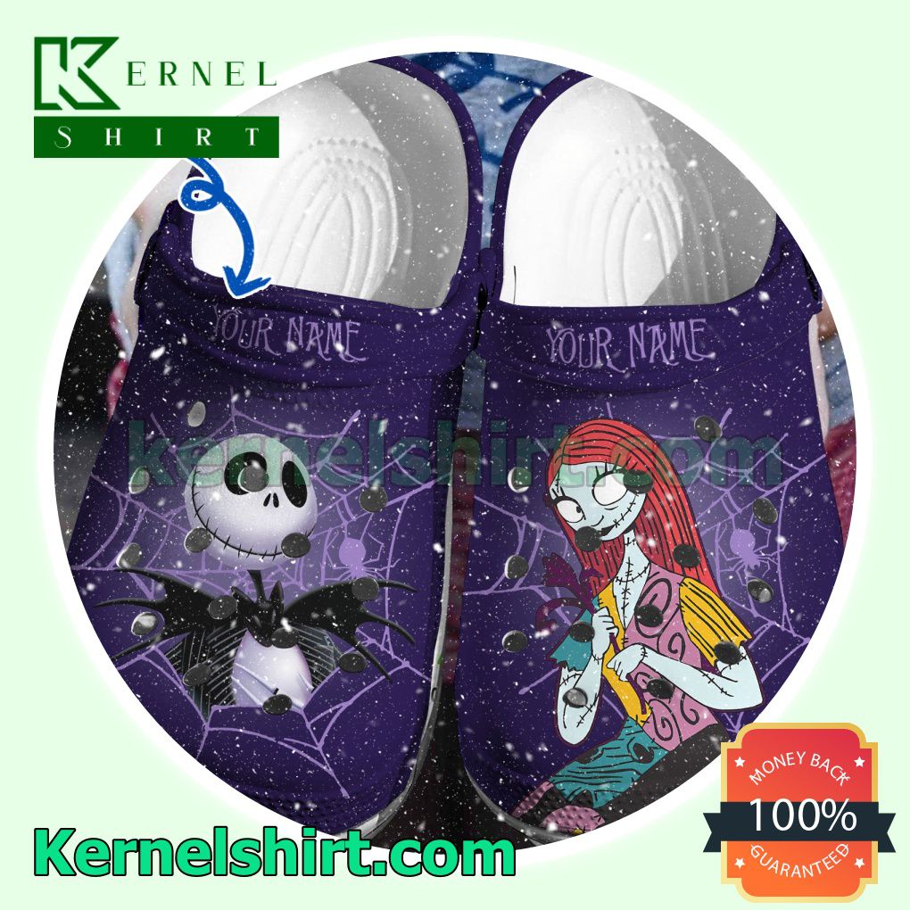 Personalized Jack And Sally Purple Clogs Shoes Slippers Sandals