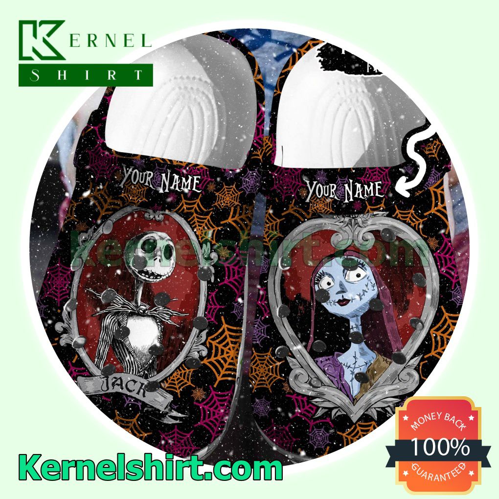 Personalized Jack And Sally Spiderweb Clogs Shoes Slippers Sandals