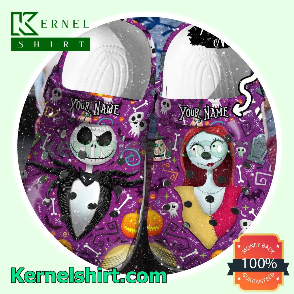 Personalized Jack Skellington And Sally Halloween Clogs Shoes Slippers Sandals