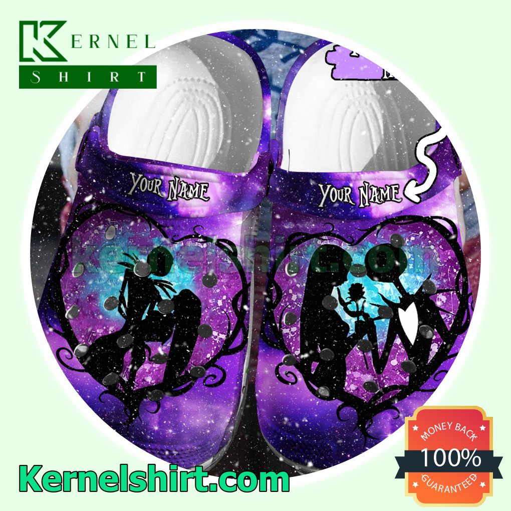 Personalized Jack Skellington And Sally Love Silhouette Clogs Shoes Slippers Sandals