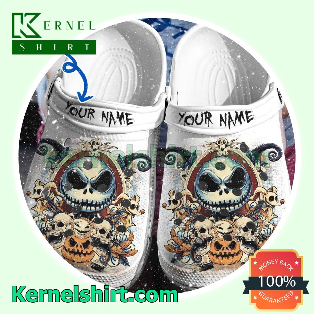 Personalized Jack Skellington Skull Clogs Shoes Slippers Sandals