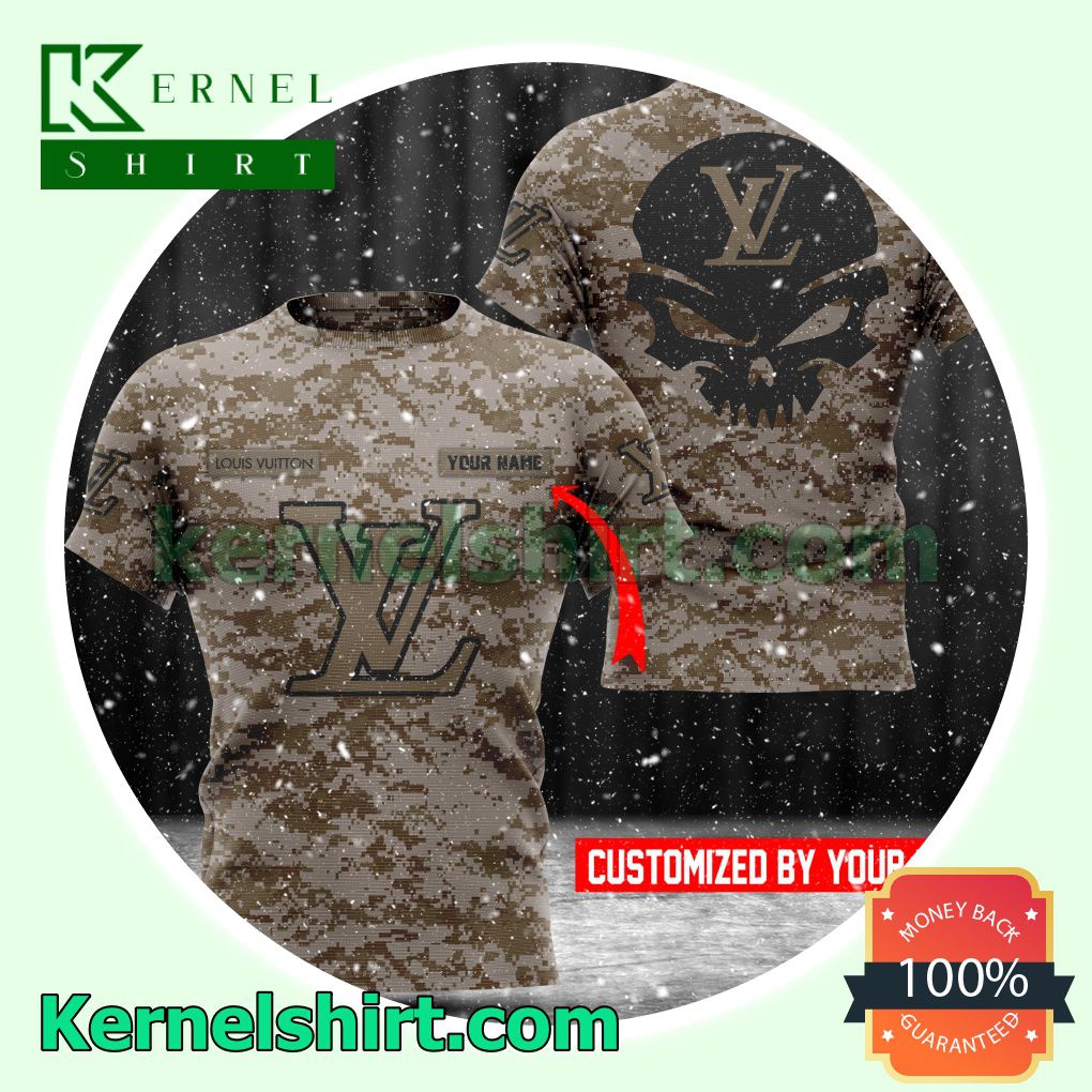 Personalized Louis Vuitton Camouflage Skull Logo 3D T-Shirt