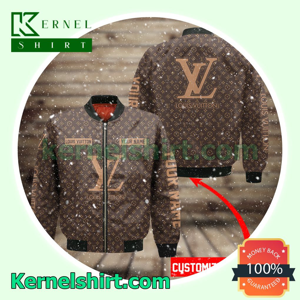 Personalized Louis Vuitton Dark Brown Monogram Varsity Jacket Coat Outwear