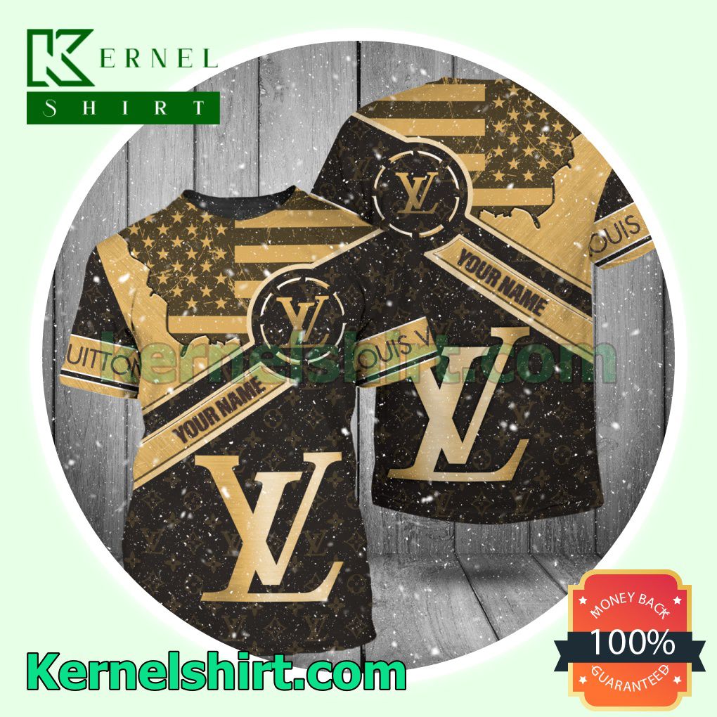 Personalized Louis Vuitton Logo Print American Flag Logo 3D T-Shirt