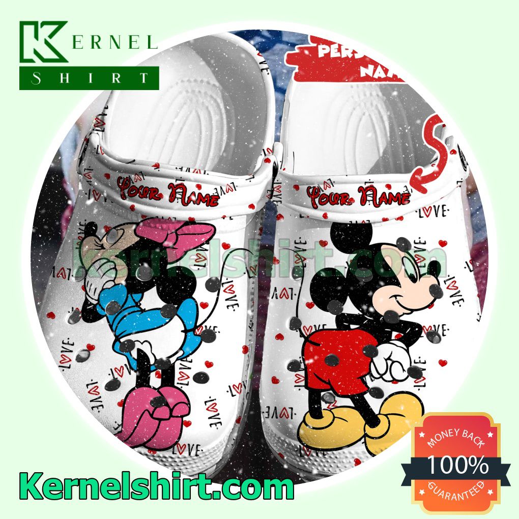 Personalized Love Mickey And Minnie Butt Clogs Shoes Slippers Sandals