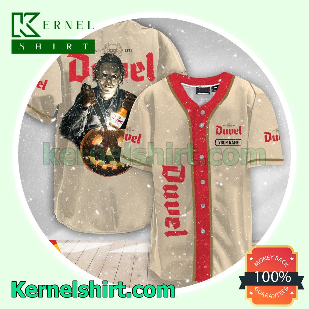 Personalized Michael Myers Pumpkin Duvel Beer Custom Baseball Jersey