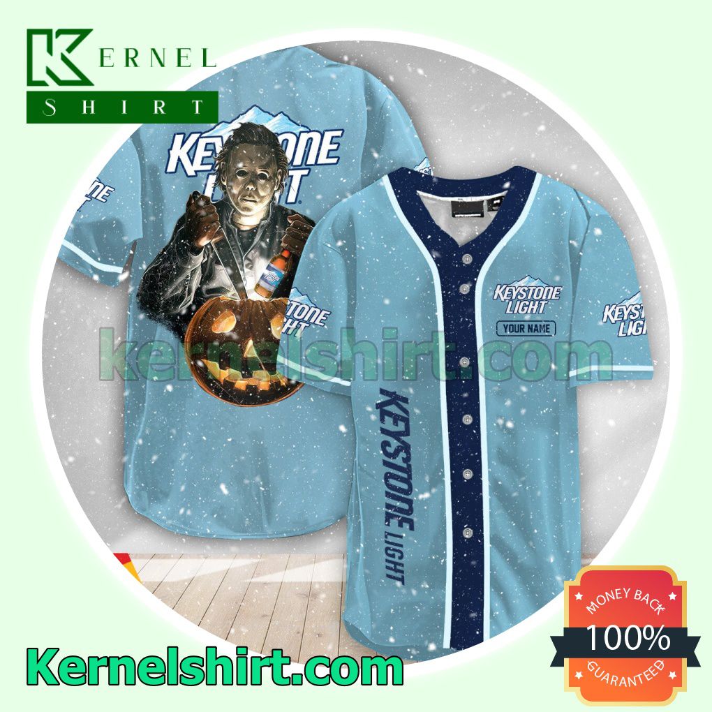 Personalized Michael Myers Pumpkin Keystone Light Custom Baseball Jersey