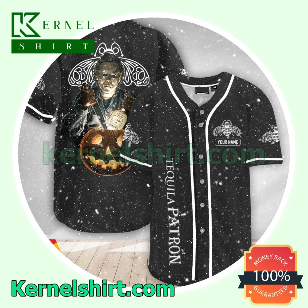 Personalized Michael Myers Pumpkin Tequila Patron Custom Baseball Jersey