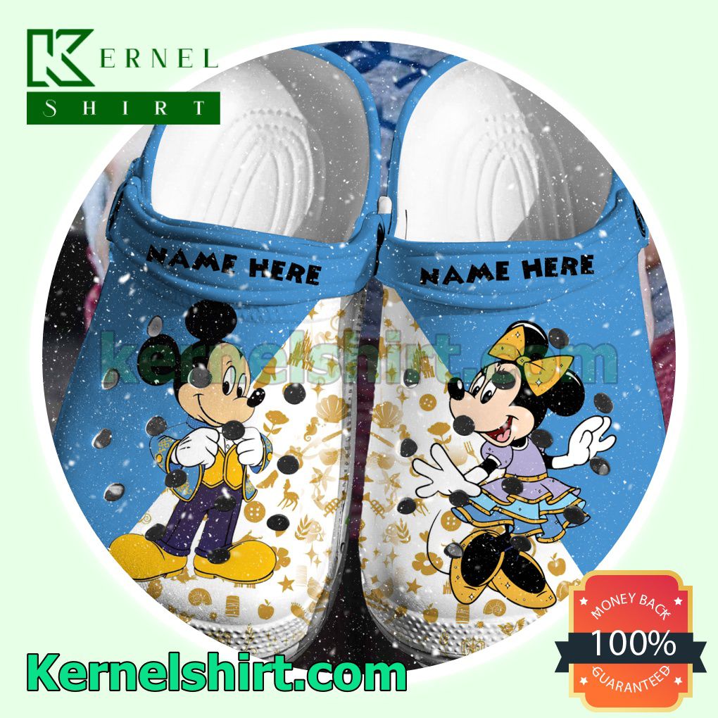 Personalized Mickey And Minnie Blue Clogs Shoes Slippers Sandals