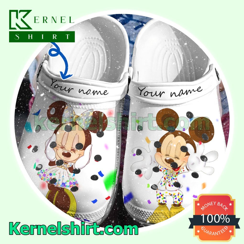 Personalized Mickey And Minnie Chopped Colored Paper Clogs Shoes Slippers Sandals