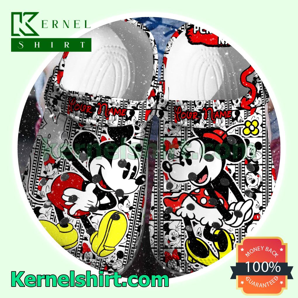 Personalized Mickey And Minnie Film Photo Clogs Shoes Slippers Sandals