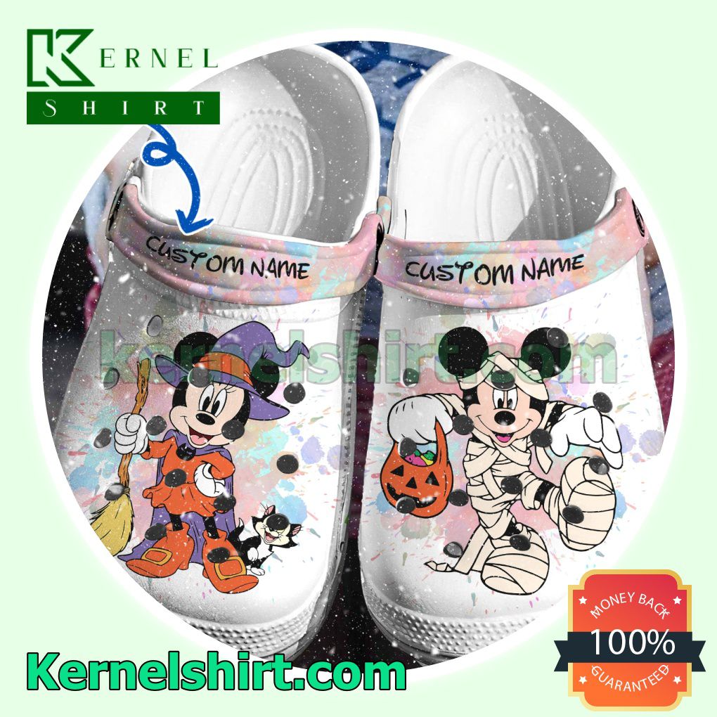 Personalized Mickey And Minnie Halloween Multicolor Splash Clogs Shoes Slippers Sandals