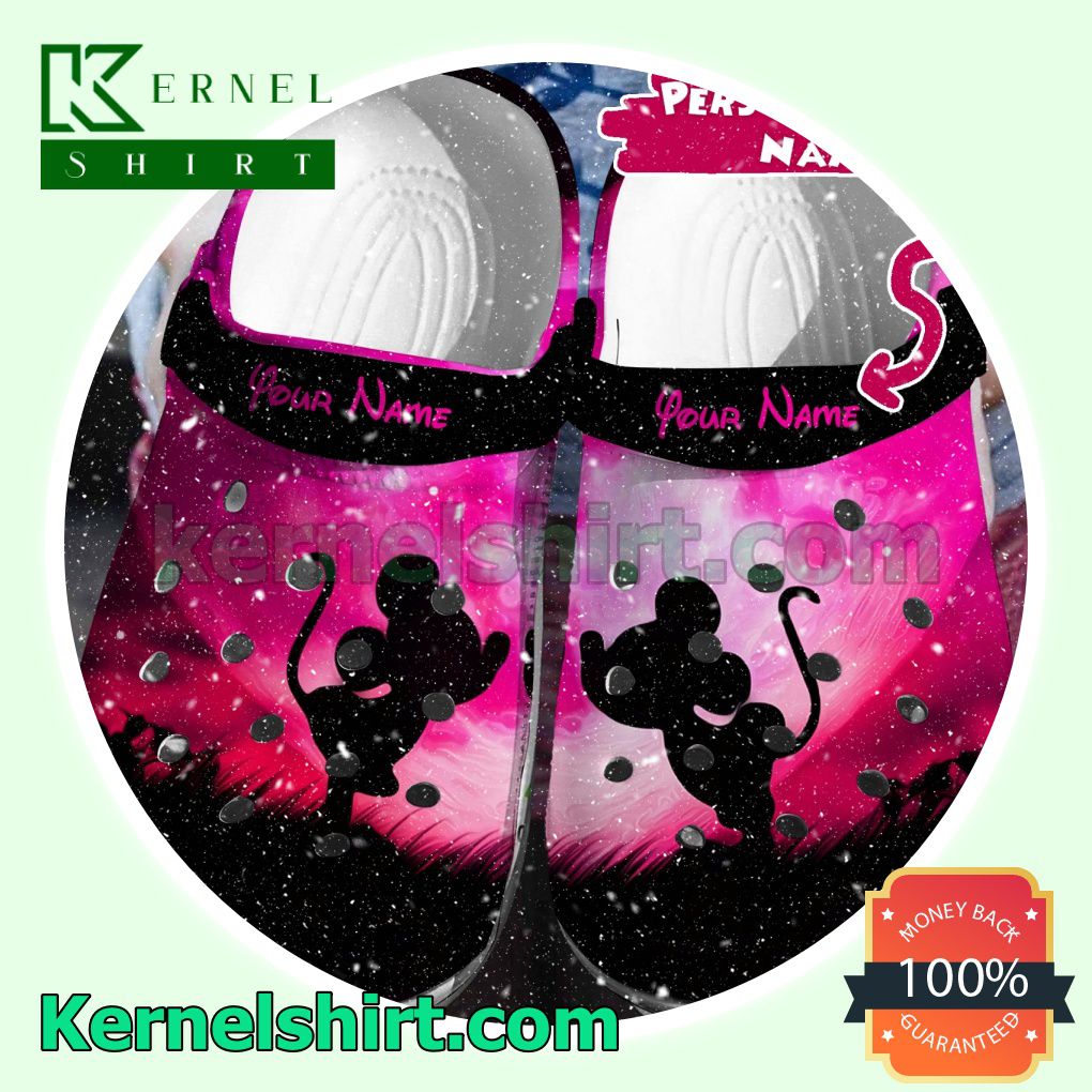 Personalized Mickey And Minnie Kiss Silhouette Clogs Shoes Slippers Sandals