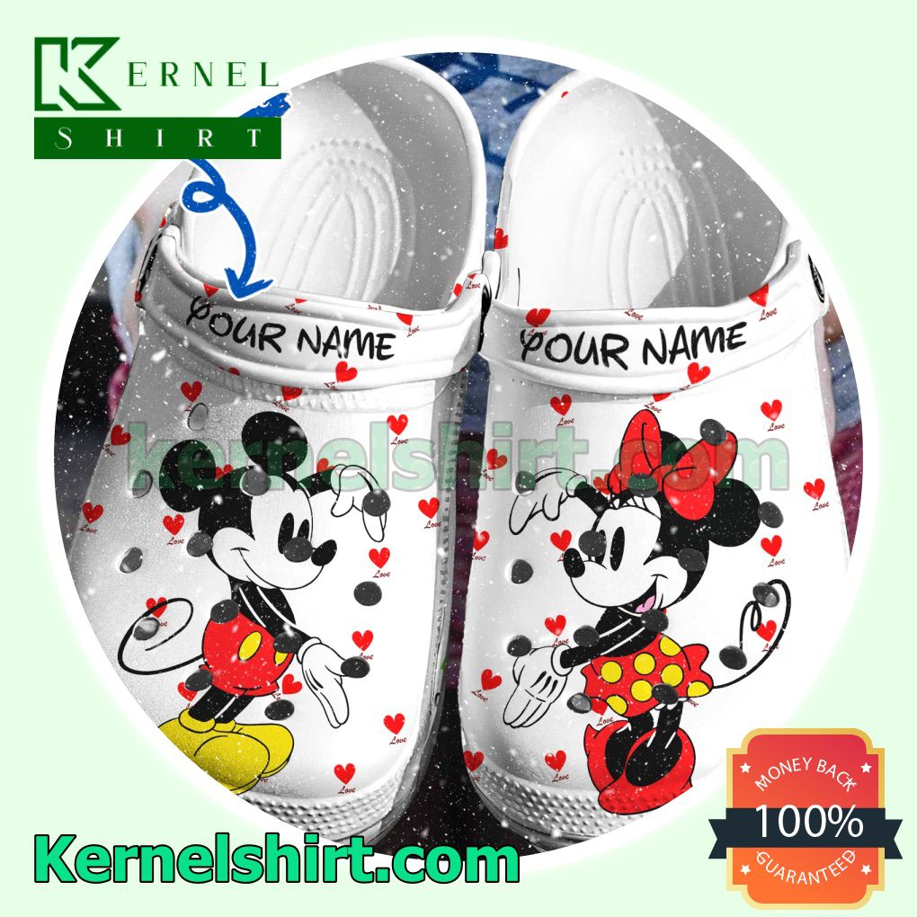 Personalized Mickey And Minnie Love Clogs Shoes Slippers Sandals