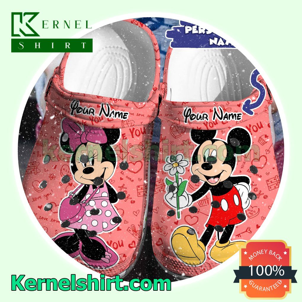 Personalized Mickey And Minnie Love You Clogs Shoes Slippers Sandals