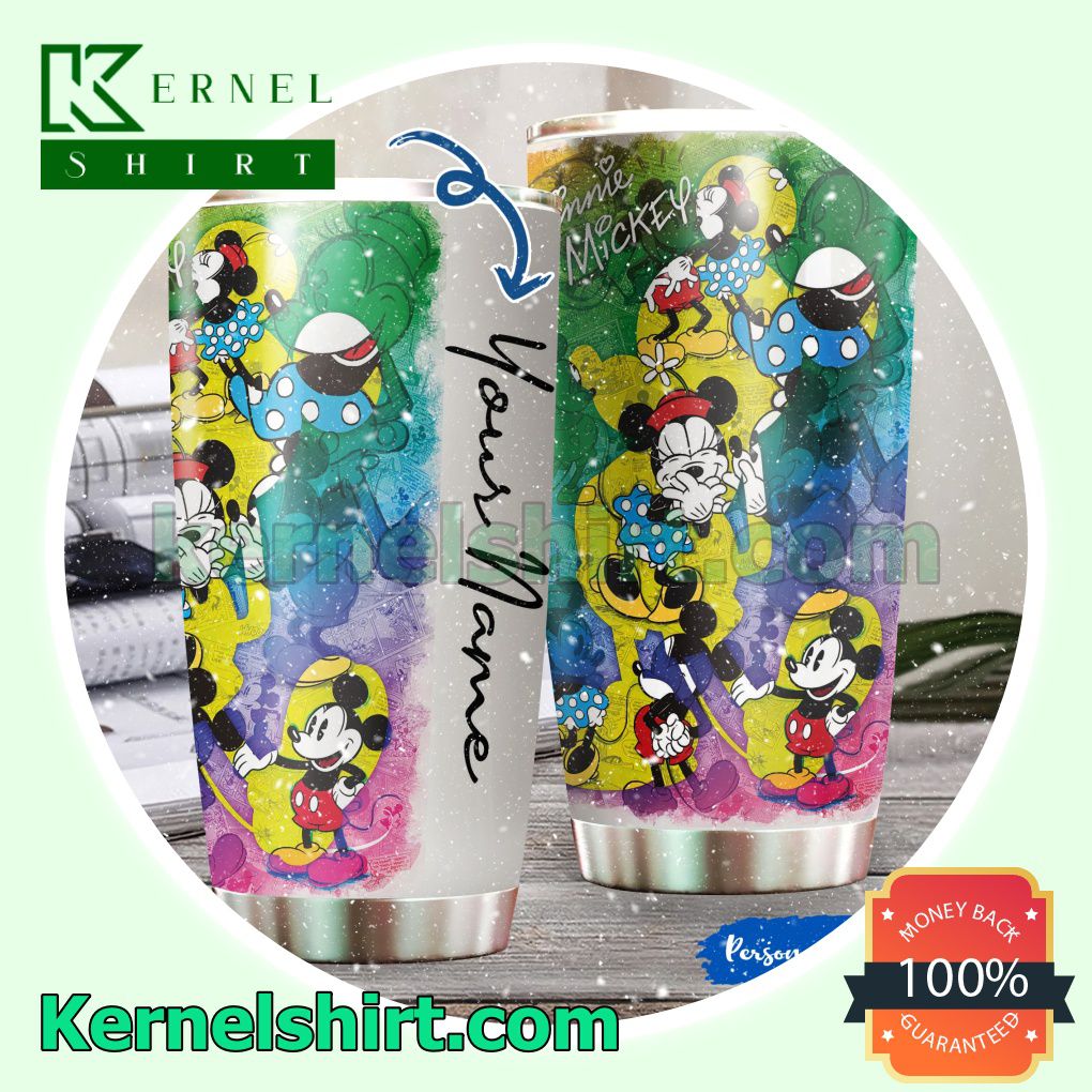 Personalized Mickey And Minnie Multicolor Tumbler Cup