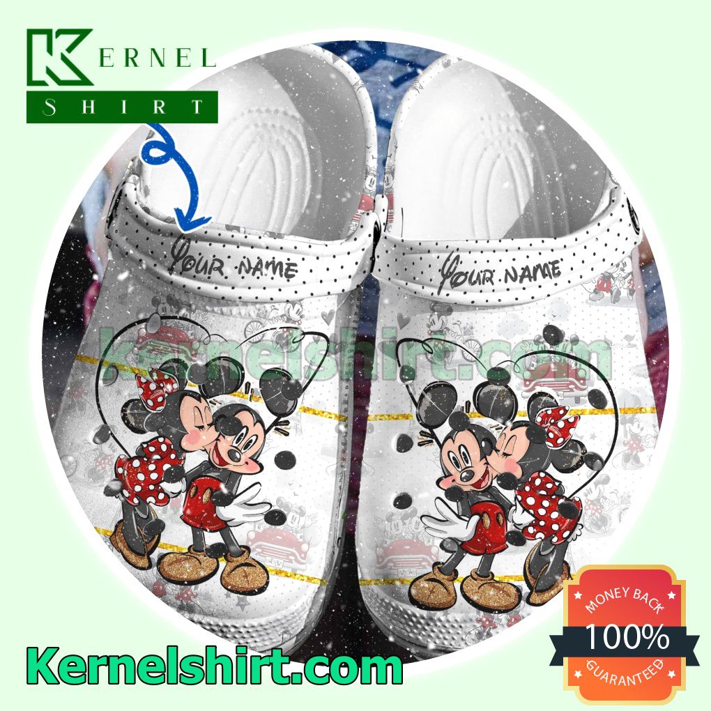 Personalized Mickey And Minnie On Car Clogs Shoes Slippers Sandals