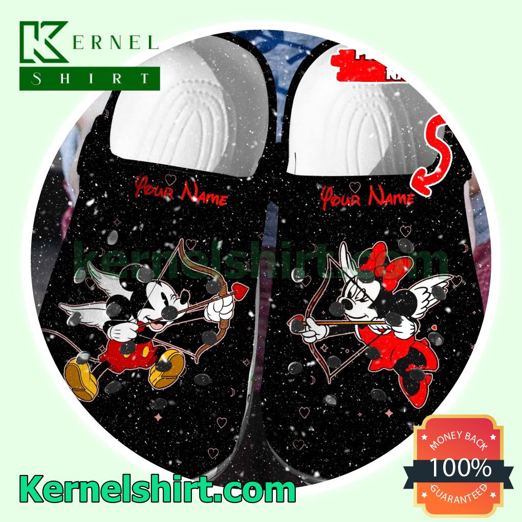 Personalized Mickey And Minnie Shoot Love Arrows Clogs Shoes Slippers Sandals