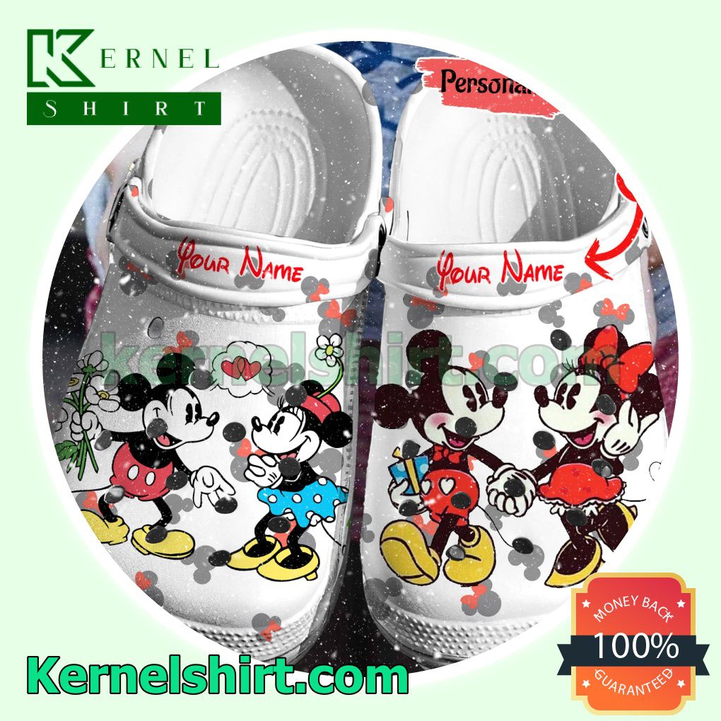 Personalized Mickey And Minnie Sweet Love Clogs Shoes Slippers Sandals