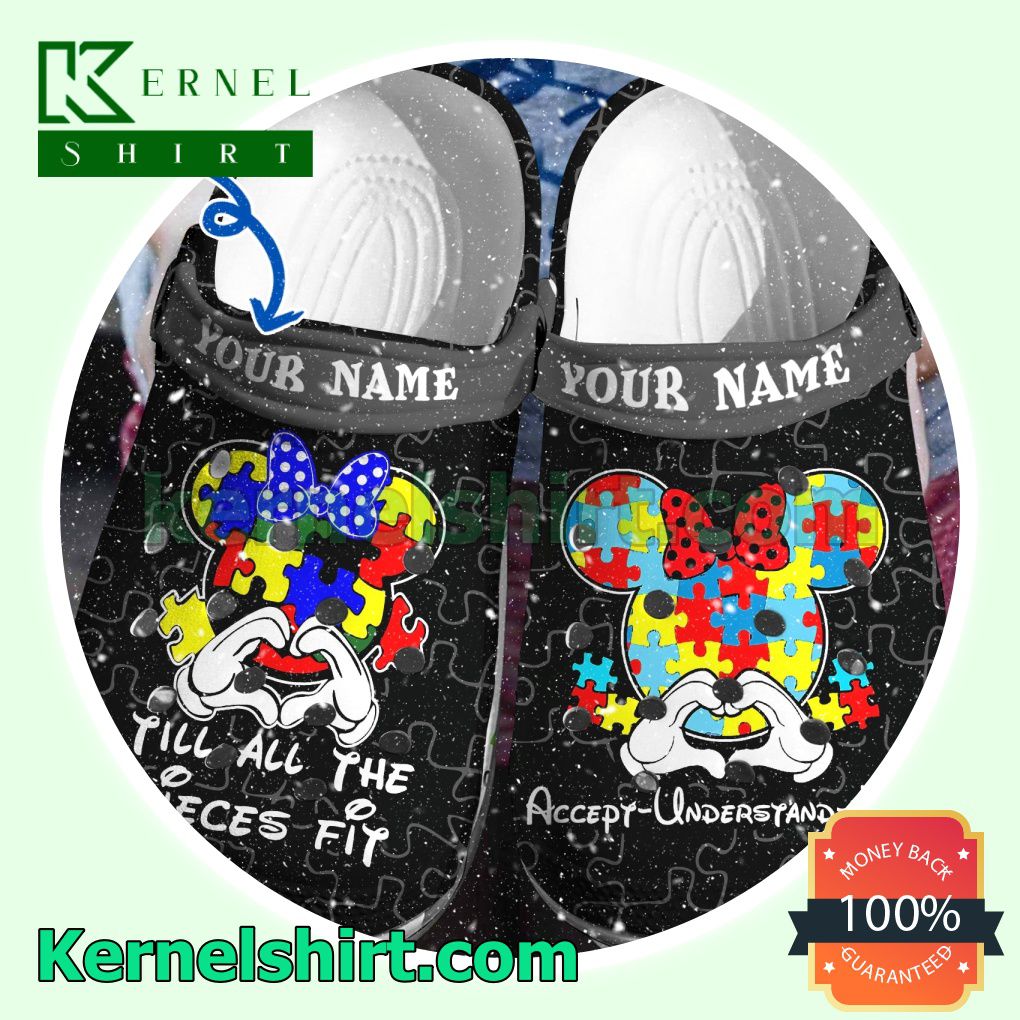 Personalized Mickey And Minnie Till All The Pieces Fit Accept Understand Love Clogs Shoes Slippers Sandals