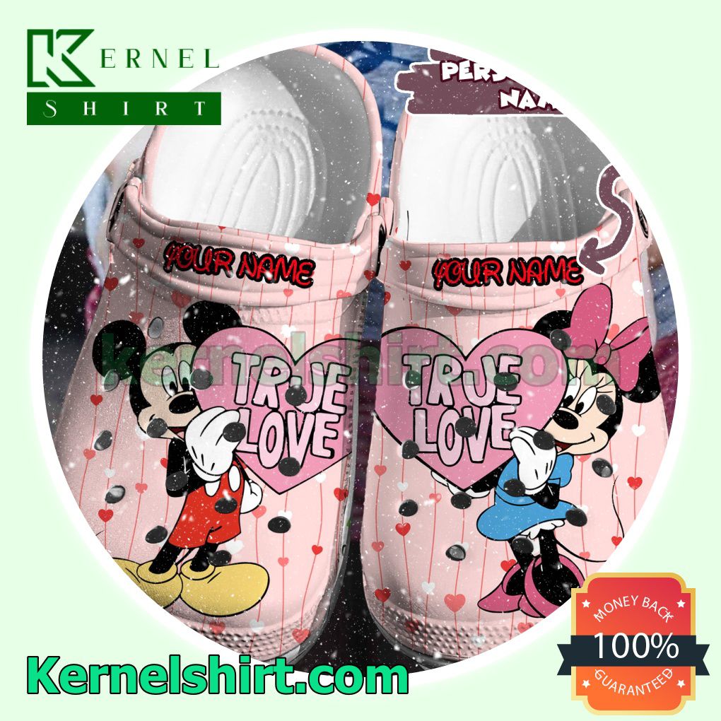 Personalized Mickey And Minnie True Love Clogs Shoes Slippers Sandals