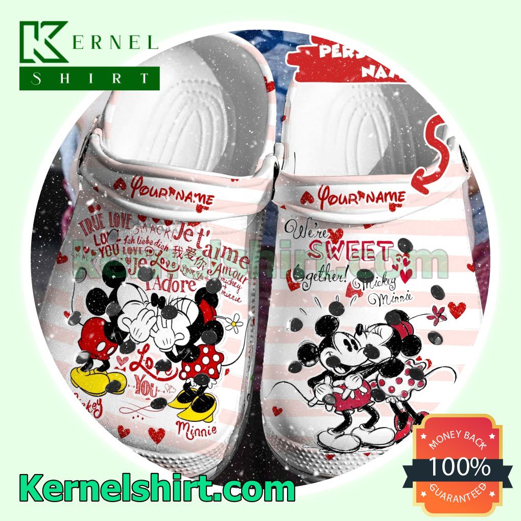 Personalized Mickey And Minnie We're Sweet Together Clogs Shoes Slippers Sandals