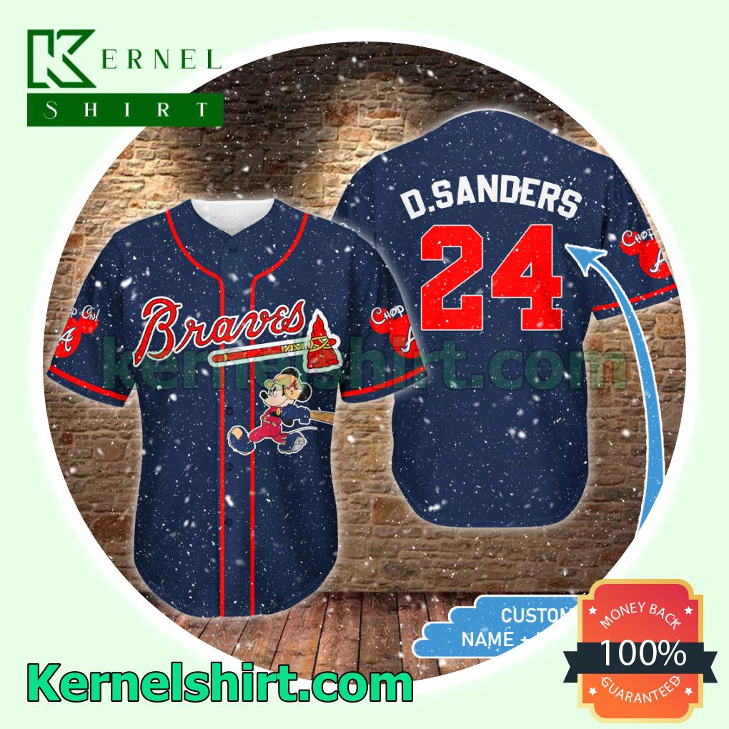 Personalized Mickey Atlanta Braves Button Down Shirts