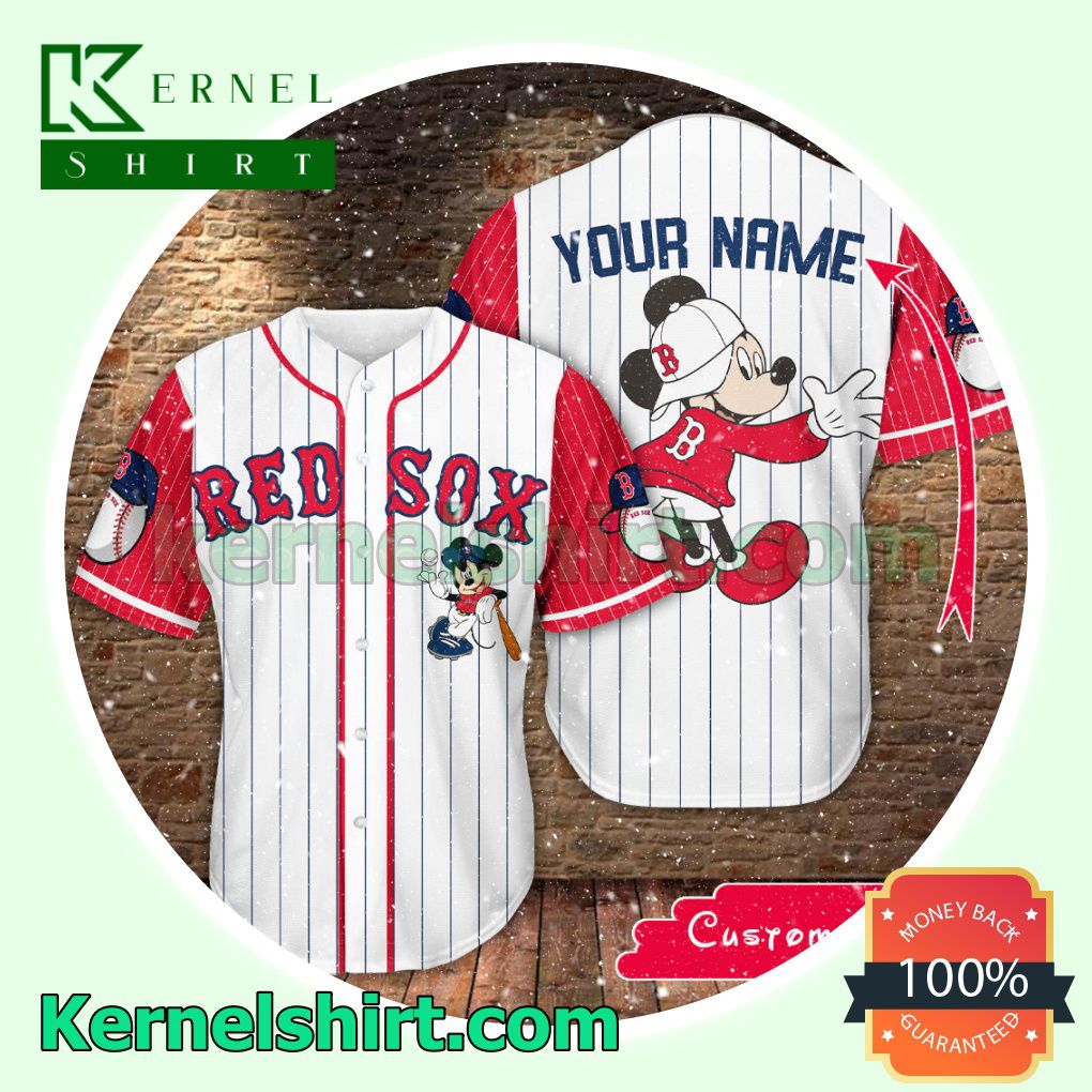 Personalized Mickey Boston Red Sox Button Down Shirts